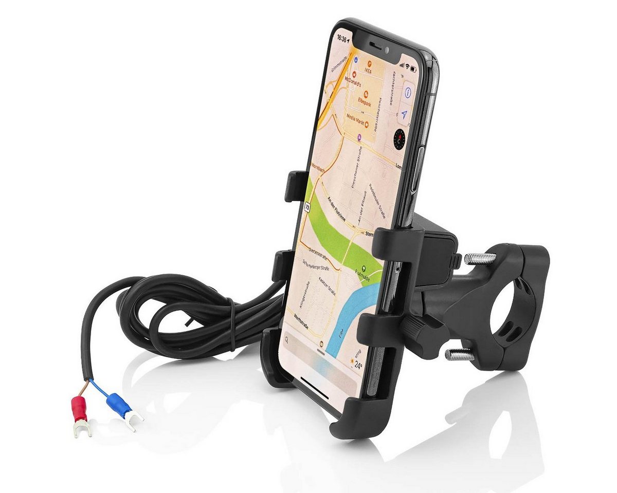 MidGard Motorrad Handyhalterung mit USB-Ladefunktion Roller Smartphone-Halter Smartphone-Halterung von MidGard