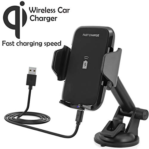 MidGard Wireless Auto KFZ-Halterung mit Qi-Ladefunktion kompatibel mit Apple iPhone Smartphones/Samsung Galaxy Smartphones/Huawei usw. von MidGard