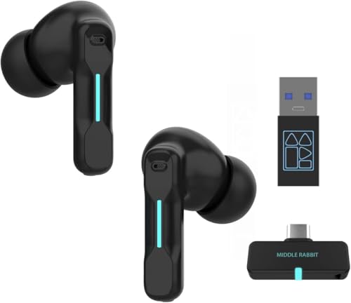 Middle Rabbit SW4 Kabellose Gaming-Ohrhörer für PC, PS4, PS5, Switch, Mobil 2.4Ghz USB C & A Dongle/Bluetooth 30ms niedrige Latenz Kopfhörer mit integriertem Mikrofon 4 Mics Gamebuds Middle Rabbit SW4 Kabellose Gaming-Ohrhörer für PC, PS4, PS5, Switch, Mobil 2.4Ghz USB C & A Dongle/Bluetooth 30ms niedrige Latenz Kopfhörer mit integriertem Mikrofon 4 Mics Gamebuds von Middle Rabbit