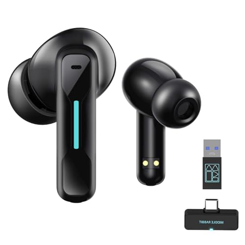 Middle Rabbit SW4 USB C Kabellose Kopfhörer für PC, Handy, Laptop, Bluetooth Wireless In Ear Headset mit 2,4GHz Dongle für Arbeit, Headphones mit Mikrofon für Büro, Earbuds für Computer Desktop von Middle Rabbit