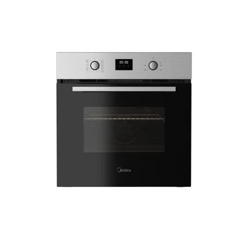 Midea 65M90D2IX Einbaubackofen, 595*595*575mm(H*B*T), Edelstahl, knuspriger Grill, 360° Heißluftkonvektion, Kombinationsgaren, pflegeleichte Emaille Innenraum, Umluftkühlung, abnehmbare Backofentür von Midea