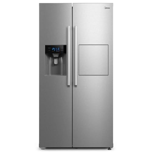 Midea KS-EIX 6.23 Side-by-Side Kühl-/Gefrierkombination/176,5 cm hoch/No Frost/Inverter Compressor/mit Barfach/Wasser-/Eisspender mit Festwasseranschluss/Twin Control, Rostfreier Stahl von Midea