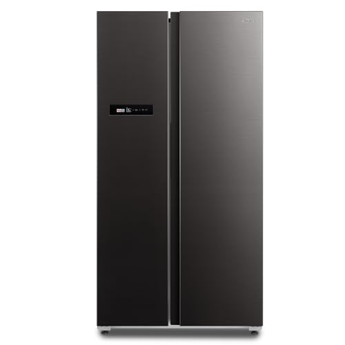 Midea MDRS791MIC28 Side-by-Side Kühl-/Gefrierkombination/No Frost/WiFi-Steuerung/Inverter Compressor/176,5 cm hoch/379 L Kühlen/213 L Gefrieren/Doppelte Steuerung/SuperCool/37dB, Jazz Schwarz von Midea