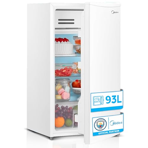 Midea Kleiner Kühlschrank, 93 l, energiesparend, ohne Gefrierschrank, Mini-Kühlschrank, Retro, Vintage, für Zimmer/Wohnmobil/Camping, leiser Mini-Kühlschrank, 41 dB, Weiß von Midea
