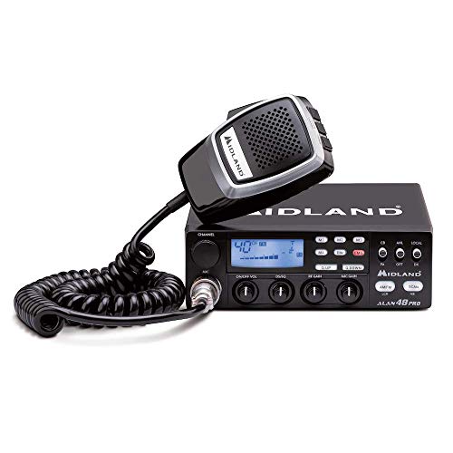 Midland Alan 48 Pro Multi Standard CB-Mobilfunkgerät, SMD-Technik und blaue LCD-Anzeige, C422.16, mit Digital Squelch und Noise Blanker, inkl. Mikrofon und Halterungsbügel mit Schrauben von Midland