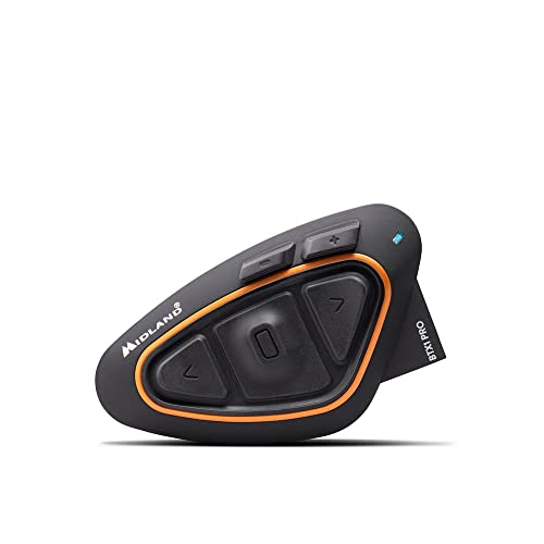 Midland BTX1 Pro Single C1230.15, Bluetooth-Kommunikationssystem für Motorradfahrer, IPX6 Wasserdichtes Helm-Headset, Geräuschunterdrückung, Motorrad-zu-Motorrad, 23h Akku, 800 m, UKW-Radio über App von Midland