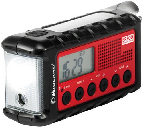 Midland C1173 Outdoorradio UKW Notfallradio Taschenlampe, wiederaufladbar, Handkurbel, Solarpanel Sc von Midland