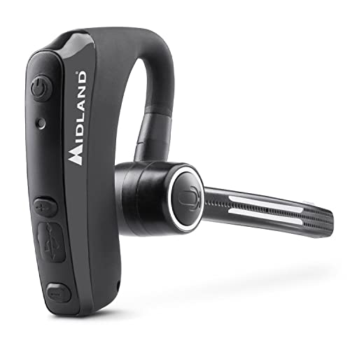 Midland C1521 Dual Headset Bluetooth Headset mit integriertem PTT für Freisprech-Kommunikation, Mono-Headset mit Kopfbügelmikrofon, Geräuschunterdrückung von Midland