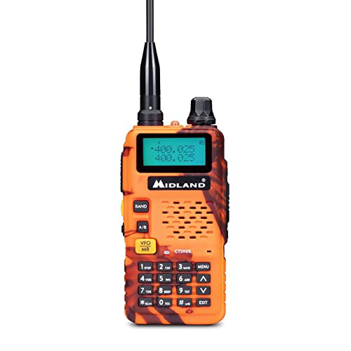 Midland CT590S Blaze Ricetrasmittente Dual Band VHF/UHF Con Display LCD, batteria integrata 1500mAh, fino a 128 canali memorizzabili Con attribuzione Nome. Presa accessori 2 pin Kenwood von Midland