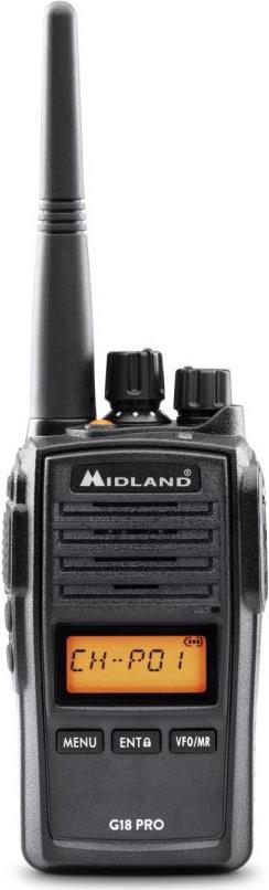 Midland G18 Pro Funksprechgerät 99 Kanäle 446.00625 - 446.19375 MHz Schwarz (C1145.02) von Midland