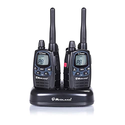 Midland G7 Pro PMR+LPD-Funkgerät C1090.06 Robustes Gerät für die Professionelle oder Private Nutzung, mit LCD-Display, inklusive Doppelstandlader und Gürtelclips, 2 Stück im Set von Midland