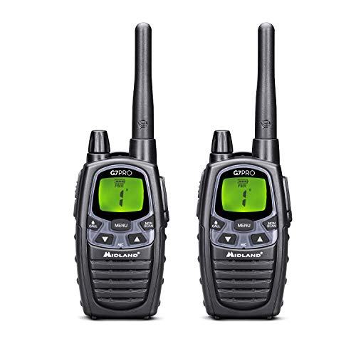 Midland G7 Pro PMR+LPD-Funkgerät C1090.13 Robustes Gerät für die Professionelle oder Private Nutzung, mit LCD-Display, inklusive Doppelstandlader und Gürtelclips, 2 Stück im Set von Midland