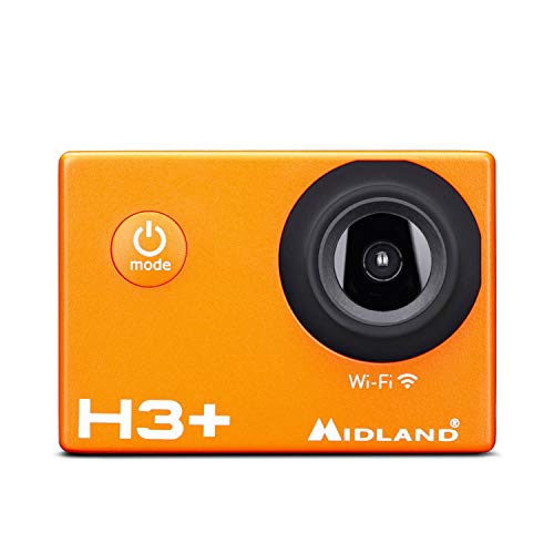 Midland H3+ Full HD Action Kamera, C1235.01 mit WiFi, 2'' LC Display und Bildstabilisator, schwarz/orange von Midland