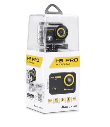 Midland H5 PRO Ultra HD 4k Action Kamera, C1515, WiFi, 2" LC Display, Akku 1050mAh, mit Diverse Halterungen von Midland