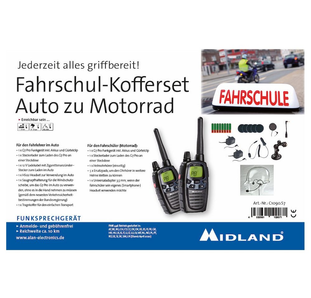Midland Walkie Talkie Midland Fahrschul-Kofferset Car to Bike G7 Pro C1090.S7 PMR/LPD-Handfu Midland Walkie Talkie Midland Fahrschul-Kofferset Car to Bike G7 Pro C1090.S7 PMR/LPD-Handfu von Midland