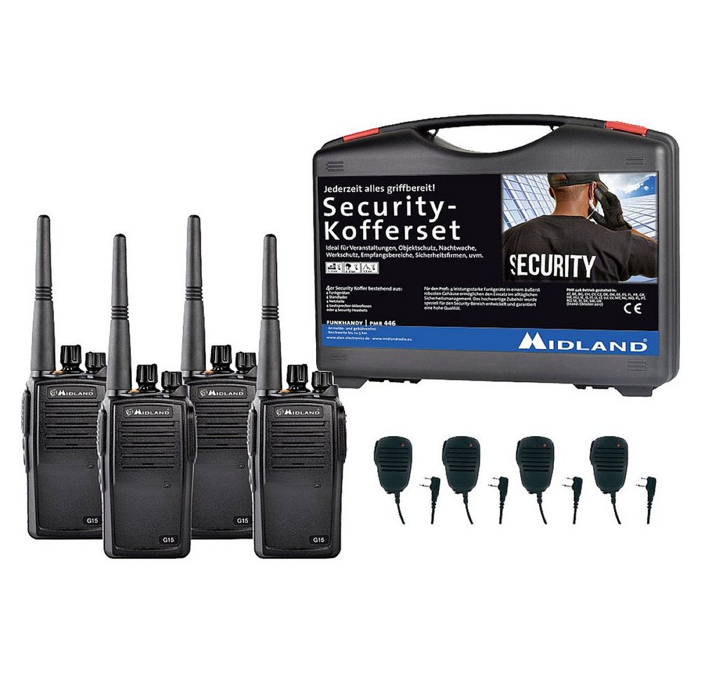 Midland Walkie Talkie Midland G15 Pro PMR 4er Security inkl. MA 25-M C1127.S3 PMR-Handfunkge Midland Walkie Talkie Midland G15 Pro PMR 4er Security inkl. MA 25-M C1127.S3 PMR-Handfunkge von Midland