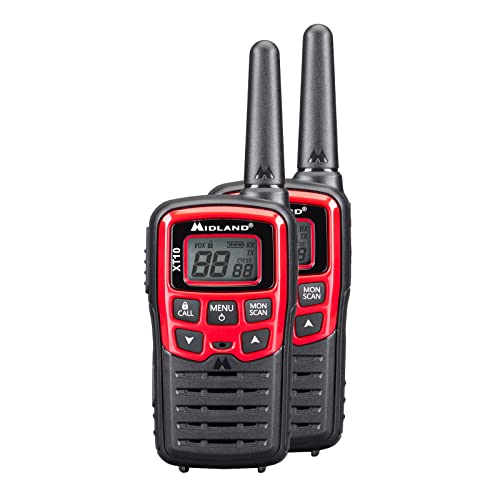 Midland XT10 Walkie Talkie C1176, PMR-Funkgeräte Set für Einsteiger, Walkie Talkies mit Gürtelclip, Funkgerät mit VOX-Funktion, 4 km Reichweite, rot von Midland