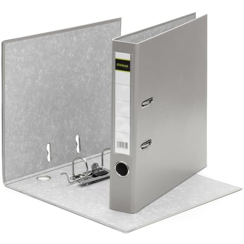MIDORI Ordner PP-Color aus Kunststoff | 25er Pack Aktenordner 5 cm breit im DIN A4 Format in Grau | Schmaler Briefordner Ringordner mit austauschbarem Rückenschild von Midori