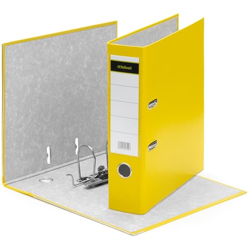 MIDORI Ordner PP-Color aus Kunststoff | 4er Pack Aktenordner 8 cm breit im DIN A4 Format in Breit AO Gelb | Breiter Briefordner Ringordner mit austauschbarem Rückenschild MIDORI Ordner PP-Color aus Kunststoff | 4er Pack Aktenordner 8 cm breit im DIN A4 Format in Breit AO Gelb | Breiter Briefordner Ringordner mit austauschbarem Rückenschild von Midori
