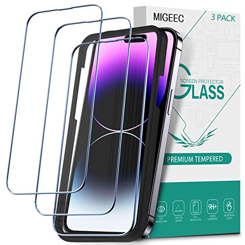 Migeec [3 Stück Schutzfolie Kompatibel mit iPhone 14 Pro 6.1" Glas Anti-Kratzen, Anti-Öl, Anti-Bläschen, Hülle Freundllich von Migeec