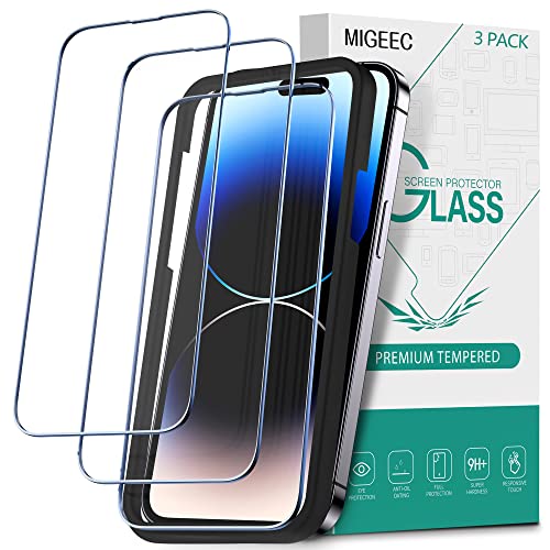 Migeec [3 Stück Schutzfolie Kompatibel mit iPhone 14 Pro Max 6.7" Glas Anti-Kratzen, Anti-Öl, Anti-Bläschen, Hülle Freundllich von Migeec