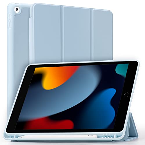 Migeec Hülle für iPad 9/8/7 10,2 Zoll mit Auto Schlaf/Wach Funktion 2021/2020/2019 9./8./7. Generation Ultradünne Superleicht Schutzhülle, Baby Blau von Migeec