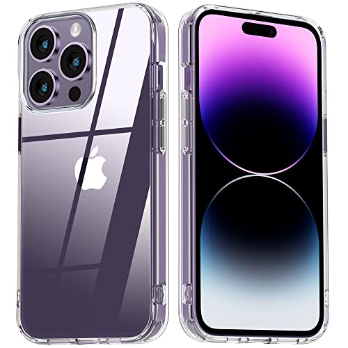 Migeec Hülle für iPhone 14 Pro 6.1" Transparent Handyhülle Harter PC + Weicher TPU Rahmen Schutz Stoßfest Kratzfest Robust von Migeec