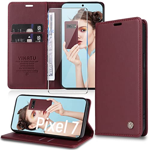 Handyhülle für Google Pixel 7 Hülle [mit Schutzfolie] [Premium PU Leder] Klapphülle Ständer Kartenfach Magnetic Flip Case Cover Etui Tasche Schutzhülle für Google Pixel 7 von Migexxkj