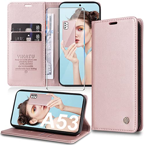 Handyhülle für Samsung Galaxy A53 5G Hülle [mit Schutzfolie] [Premium PU Leder] Klapphülle Wallet Ständer Kartenfach Magnetic Flip Case Cover Etui Tasche Schutzhülle für Samsung A53 5G von Migexxkj