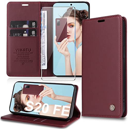 Handyhülle für Samsung Galaxy S20 FE Hülle [mit Schutzfolie] [Premium PU Leder] Klapphülle Ständer Kartenfach Magnetic Flip Case Cover Etui Tasche Schutzhülle für Samsung S20 FE 4G/5G von Migexxkj