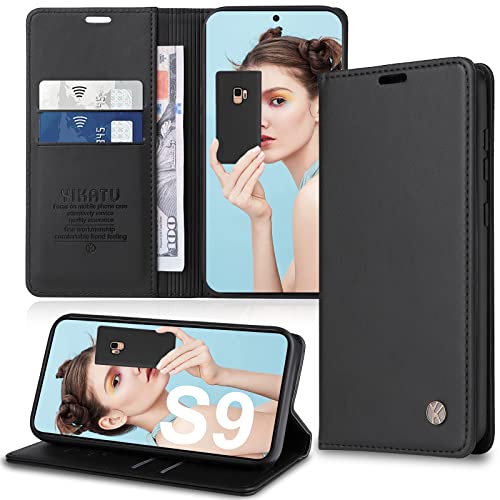 Handyhülle für Samsung Galaxy S9 Hülle [Premium PU Leder] Klapphülle Ständer Kartenfach Magnetic Flip Case Cover Etui Tasche Schutzhülle für Samsung S9 von Migexxkj