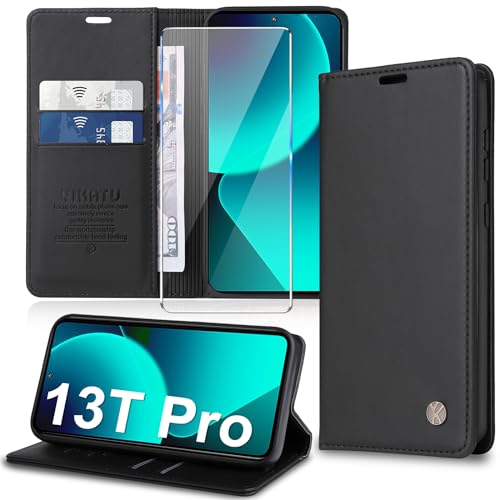 Handyhülle für Xiaomi 13T Hülle, für Xiaomi 13T Pro Hülle [Premium PU Leder] Klapphülle Ständer Kartenfach Magnetic Flip Case Cover Etui Tasche Schutzhülle für Xiaomi 13T/13T Pro 5G (Black) von Migexxkj