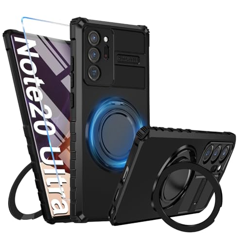 Magnetischer Ringständer für Samsung Galaxy Note 20 Ultra Hülle mit Displayschutzfolie [Kompatibel mit Mag-Safe] Kickstand Note 20 Ultra Handyhülle Stoßfest Cover für Samsung Note 20 Ultra 5G von Migexxkj