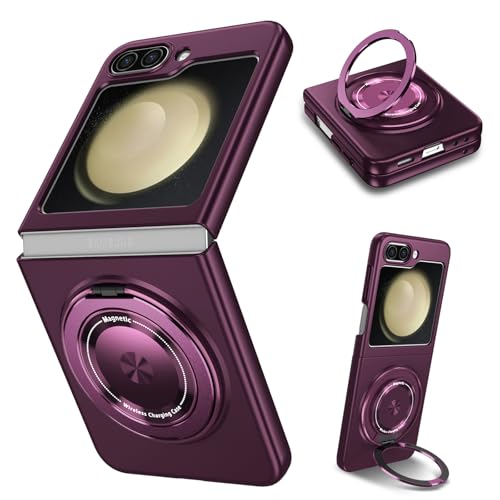 Magnetischer Ringständer für Samsung Galaxy Z Flip 5 Hülle [kompatibel mit Mag-Safe] Militärqualität, stoßfest, Z Flip 5, Handyhülle, Ständer, Schutzhülle für Samsung Z Flip 5 5G (lila) von Migexxkj