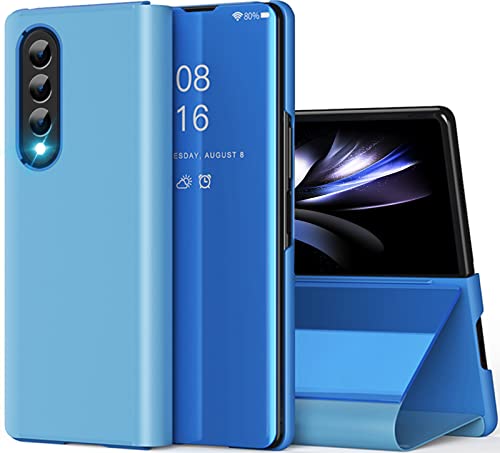 Migexxkj Handyhülle für Samsung Galaxy Z Fold 4 Hülle Klappbar Leder Tasche Case mit Ständer Stoßfest Dünn Spiegel Schutzhülle Cover Etui für Samsung Galaxy Z Fold 4 5G von Migexxkj