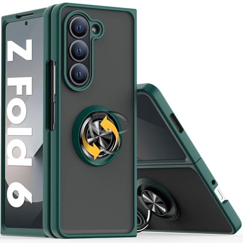 Migexxkj Handyhülle für Samsung Galaxy Z Fold 6 Hülle Matt, Hülle für Samsung Galaxy Z Fold 6 mit 360° Magnetischer Drehbarer Ständer Galaxy Fold 6 5G Schutzhülle Case (Grün) von Migexxkj