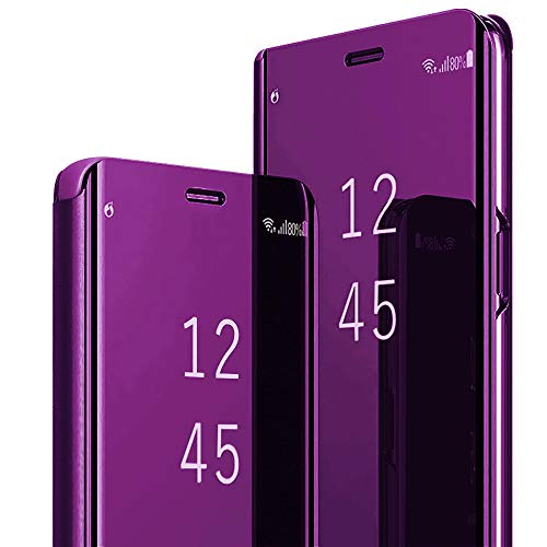 Migexxkj Schutzhülle für Samsung Galaxy S20 FE (kompatibel mit Samsung Galaxy S20 FE), Leder, transparent, spiegelnd, stoßfest, mit Ständer, kratzfest, Schutzhülle für Galaxy S20 FE 5G, Violett von Migexxkj