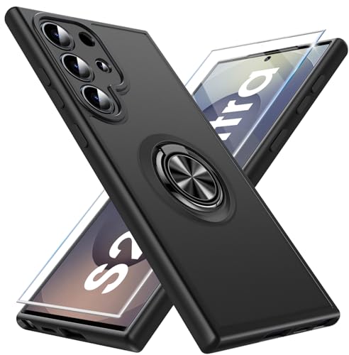 Migexxkj für Samsung Galaxy S25 Ultra Hülle Matt mit Schutzfolie, Handyhülle für Samsung Galaxy S25 Ultra mit 360° Magnetischer Drehbarer Ständer für Samsung S25 Ultra 5G Schutzhülle Case (Schwarz) Migexxkj für Samsung Galaxy S25 Ultra Hülle Matt mit Schutzfolie, Handyhülle für Samsung Galaxy S25 Ultra mit 360° Magnetischer Drehbarer Ständer für Samsung S25 Ultra 5G Schutzhülle Case (Schwarz) von Migexxkj