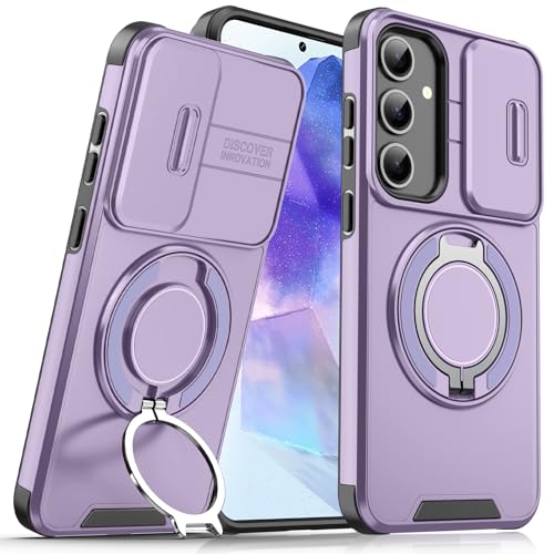 für Samsung Galaxy A55 Hülle mit Mag-Safe,A55 Hülle mit Magnetisch Ring Ständer Kameraschutz Case Schutzhülle Handytasche Handyhülle für Samsung A55 5G (Lila) von Migexxkj