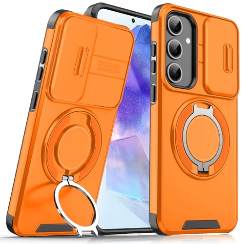 für Samsung Galaxy A55 Hülle mit Mag-Safe,A55 Hülle mit Magnetisch Ring Ständer Kameraschutz Case Schutzhülle Handytasche Handyhülle für Samsung A55 5G (Orange) von Migexxkj