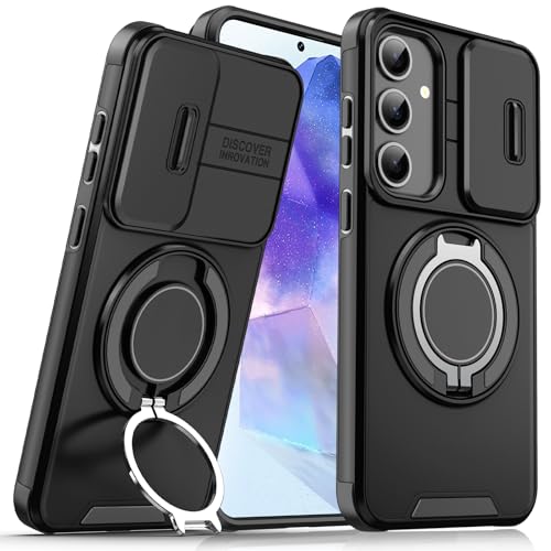 für Samsung Galaxy A56 Hülle mit Mag-Safe,A56 Hülle mit Magnetisch Ring Ständer Kameraschutz Case Schutzhülle Handytasche Handyhülle für Samsung A56 5G (Schwarz) von Migexxkj