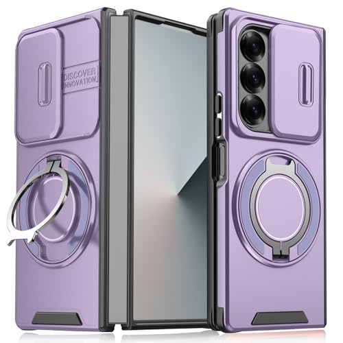 für Samsung Galaxy Z Fold 6 Hülle mit Mag-Safe, Z Fold 6 Hülle mit Magnetisch Ring Ständer Kameraschutz Case Schutzhülle Handytasche Handyhülle für Samsung Z Fold 6 5G (Lila) von Migexxkj