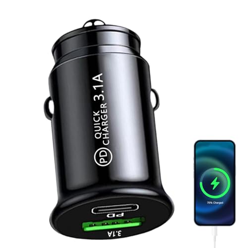 Mihauuke USB-Autoladegerät-Adapter, Autotelefon-Ladegerät-Adapter - A+C Typ-C-Autoladegerät-Adapter | 3,1 A USB-Ladeadapter für intelligente elektronische Geräte Mihauuke USB-Autoladegerät-Adapter, Autotelefon-Ladegerät-Adapter - A+C Typ-C-Autoladegerät-Adapter | 3,1 A USB-Ladeadapter für intelligente elektronische Geräte von Mihauuke