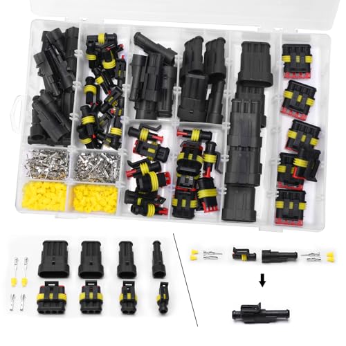 Miiepls 408 Stück Wasserdichte Kabel Steckverbinder, 1/2/3/4 Pin Auto Wasserdichte Steckverbinder Stecker und Buchsen Elektrische Anschlüsse Kabel für Motorräder Auto Boots LKW mit 1 Aufbewahrungsbox Miiepls 408 Stück Wasserdichte Kabel Steckverbinder, 1/2/3/4 Pin Auto Wasserdichte Steckverbinder Stecker und Buchsen Elektrische Anschlüsse Kabel für Motorräder Auto Boots LKW mit 1 Aufbewahrungsbox von Miiepls