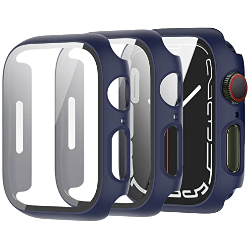 Miimall 2 Stücke Hülle Kompatibel mit Apple Watch Series 9/8/7 45mm 41mm Glas Displayschutz, Ultradünne PC Schutzhülle Vollschutz Kratzfest Glas Schutzfolie Schutz Hülle für iWatch 45mm - Blau Miimall 2 Stücke Hülle Kompatibel mit Apple Watch Series 9/8/7 45mm 41mm Glas Displayschutz, Ultradünne PC Schutzhülle Vollschutz Kratzfest Glas Schutzfolie Schutz Hülle für iWatch 45mm - Blau von Miimall