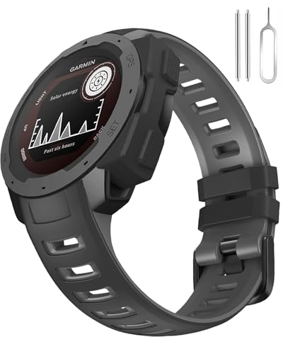 Miimall 22mm Silikon Band für Garmin Instinct Armband, Verstellbares Sport Armband für Garmin Instinct Solar/Tactical/Esports/Tide/2 Solar/2 Surf/Crossover, Schwarz+Grau Miimall 22mm Silikon Band für Garmin Instinct Armband, Verstellbares Sport Armband für Garmin Instinct Solar/Tactical/Esports/Tide/2 Solar/2 Surf/Crossover, Schwarz+Grau von Miimall