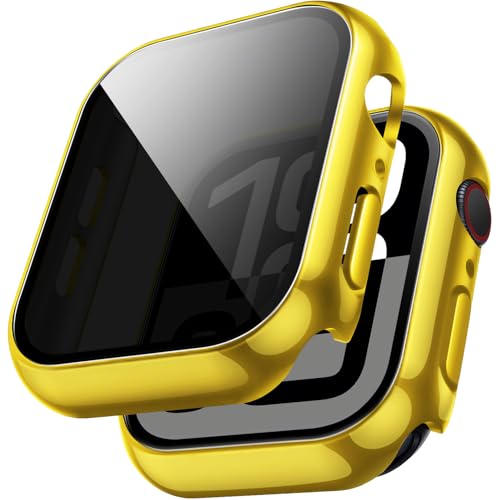 Miimall [2Stück] 2 in 1 PC Gehäuse Kompatibel mit Apple Watch Series 10 46mm Case, Vollständige Abdeckung Leichtgewicht Schutzhülle Eingebaut Gehärtetes Glas für iWatch 10 Hülle,Galvanisiertes Gold von Miimall