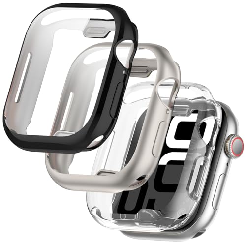 Miimall 3 Stück TPU Gehäuse mit HD Schutzfolie für Apple Watch 10 Schutzhülle 42MM, Kratzfest Anti-Fall Ultra-dünne Case für Apple Watch10 42mm Voller Schutz,Schwarz + Transparent + Sternlicht Miimall 3 Stück TPU Gehäuse mit HD Schutzfolie für Apple Watch 10 Schutzhülle 42MM, Kratzfest Anti-Fall Ultra-dünne Case für Apple Watch10 42mm Voller Schutz,Schwarz + Transparent + Sternlicht von Miimall
