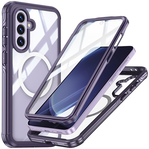 Miimall 360 Grad Hülle für Samsung Galaxy A56/A36 5G Slim Case für MagSafe mit Panzerhülle, Kratzfest Fallschutz Robuste Rundumschutz Outdoor Thin Durchsichtig Handyhülle für A 56/ A 36 Cover Lila von Miimall