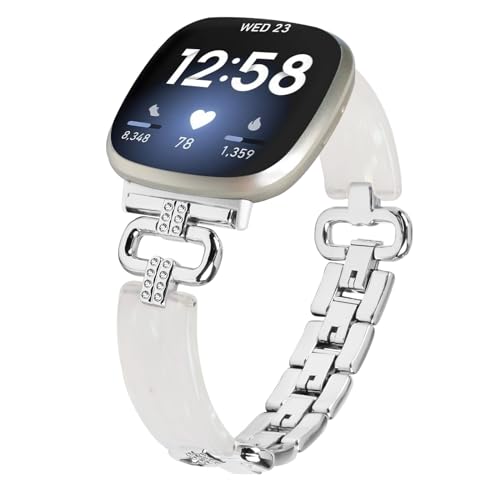 Miimall Armbänder Kompatibel mit Fitbit Versa 4 / Fitbit Versa 3 Armband, Zinklegierung Damen Harz Armband für Fitbit Versa 4/ Versa 3/ Sense 2/ Sense -Silber Miimall Armbänder Kompatibel mit Fitbit Versa 4 / Fitbit Versa 3 Armband, Zinklegierung Damen Harz Armband für Fitbit Versa 4/ Versa 3/ Sense 2/ Sense -Silber von Miimall